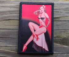 Vintage Pinup Girl Red Morale Patch Hook and Loop Army Sexy Custom Tactical 2A picture