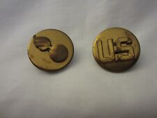 WW2 US Army Ordnance Corps Enlisted Collar Insignia Discs Set L & R Screw Back picture