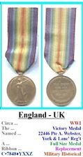 Full Size Medal • England • Victory • WWI • 22446 Pt A Webster Y & L Reg •C•7848 picture