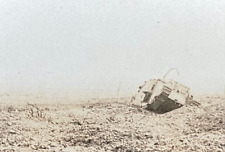 RARE WW1 BRITISH Mk IV TANK in NO MANS LAND BATTLE of CAMBRAI STEREOVIEW PHOTO picture