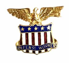 Vintage Defense Worker Pin Gold Eagle Over Shield H3 picture