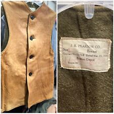 ANTIQUE 1918 U.S. Jerkin Leather vest World War 1 Military Waist Coat picture