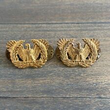 2 Vintage WWII US Army  Warrant Officer Brass Eagle Insignia -KREW G-I Mark (W5) picture