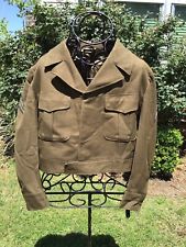 VTG 1949 US Army Military OD Green Wool Field Cropped Jacket Mens Size 44S picture