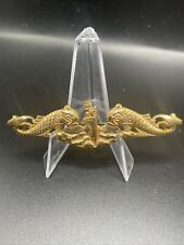 WWII Submarine Badge Dolphins, Pinback Gold picture