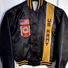 VTG US Army Satin Jacket RARE VFW/ AMERICAN FLAG PATCH Coat USA MADE Men's Med M picture