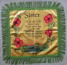 Vintage WWII Old Fort Niagara “Sister” Silk Pillow Case with Fringe picture