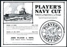 1915 HM Submarine E9 WWI art Player's Navy Cut cigarettes UK vintage print ad picture