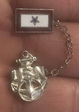 WWII WW2 Sterling Silver USN Navy Blue Star Son Home Front Sweetheart Pin picture