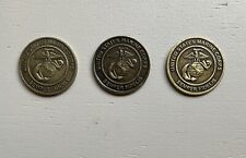 Three Vintage USMC-TOYS FOR TOTS  Semper Fidelis Coins Marine Train Bear Token picture