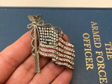 Beautiful WW2 Patriotic 48 Star American Flag Brooch Pin WWII Homefront Vintage picture