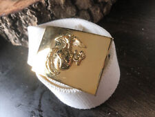 GENUINE US MILITARY ISSUE USMC MARINE CORPS GOLD BELT BUCKLE RAISED EMBLEM ANCHO picture