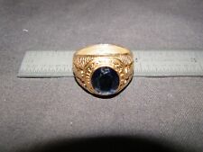 Vintage United States Navy Blue Stone Open Back 10K Gold Filled Ring Size 11.5 picture