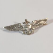 Vintage WW2 US Naval Aviator Sterling Silver Miniature Wings Pin 1 5/8