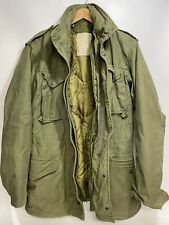 Army Field Jacket Coat Cold Weather Military Vintage Olive Green Mens Small Long picture