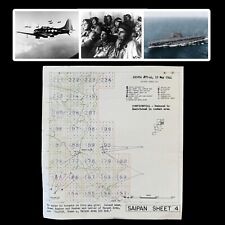 RARE WWII D-Day Saipan Lt. Moore USS Enterprise Chacha & Mt. Kagman Target Map picture