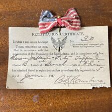 World War 1 Draft Registration Certificate Card With Pin picture
