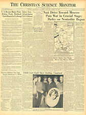 October 8, 1941 WWII Original Int. Newspaper - GERMAN DRIVE TOWARD MOSCOW FDR picture