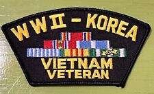 NEW WW2 Korea Vietnam Veteran 5 Inch Black Cap Hat Embroidered Patch picture