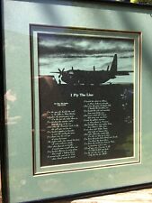 'I Fly the Line' framed vtg military poem~airmen's deeds~heroics~Maj Bill Sadler picture