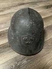 WWII era Swedish civil defense M1926 helmet with decals and front shield design picture