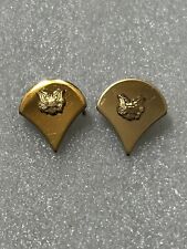 Pair of US Army Specialist SPC E4 Gold Metal Rank Insignia Chevron Pins picture