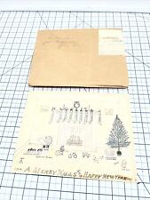 UNITED STATES US ARMY QUARTERMASTER 1934 CHRISTMAS CARD HAND DRAWING ART SIGN picture