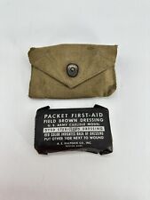 Vintage WW2 U.S. Military Canvas Med Pouch W/ Packet First Aid Field Brown RARE picture