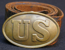 Civil War US Federal Union Army Buckle Plate 'Arrow' Type & Leather Belt Non-Dug picture
