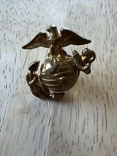 Vintage United States Marine Corps Cap Pin Badge Eagle Globe Anchor Screw Back picture