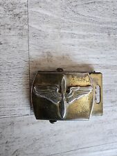 1930s-1940s WWII Era US Army AIR CORPS Brass Belt Buckle w/Wings Motif picture