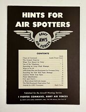1940s WWII Air Spotter Hints AWS Army Air Force Vintage War Training Booklet picture