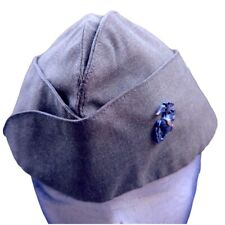 WWII USMC Marine Corps Tropical Green Wool Garrison Cap Hat w/EGA Men's Sz 7 3/8 picture