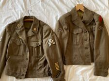ORIGINAL WW2 UNIFORM LOT IKE JACKETS PATCHES PINS 28th Infantry OD WOOL 36L 38R picture