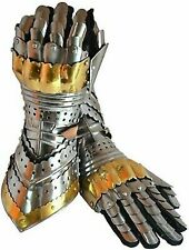 Medieval Gauntlet Gloves Armor Pair Brass Accents Crusader Armour Glove picture
