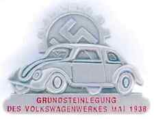 RARE German WWII 1938 Volkswagen VW Ground Breaking Plant Works Badge Pin picture