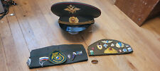 Three Soviet Hats with Pins and Badges picture