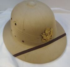 WWII Era US Army Desert Military Pith Helmet w/ Badge International Hat (Named) picture