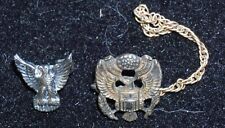 2 WWI WWII Eagle & U.S. Army Great Seal Sterling Silver & 1/20 10K Gold Pins HH picture