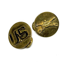 Vintage US Army Armor Branch Enlisted Insignia Collar Disc Pins - Set of 2 picture