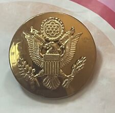 WWII Brass Eagle US Army Pin Military Emblem Hat Lapel Screw Back Excellent picture