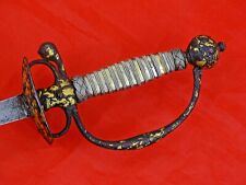FINE ANTIQUE FRENCH SMALL / COURT SWORD EPEE GOLD DECORATED HILT 18 cent. dagger picture