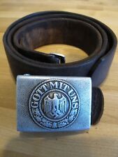 German Pre WW2 Leather Heer Army Belt Buckle / 43.5 size 110 RS&S / Gott Mit Uns picture