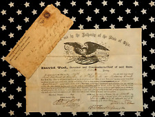 ORIGINAL OHIO CIVIL WAR DOCUMENT SIGNED GOVERNOR DAVID TOD SOLDIER PROMOTED 1864 picture