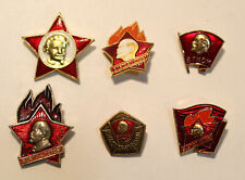 6 Soviet Russia Communist Youth League member pins badges picture