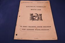 Vintage Fort Leonard Wood Army Training Center Electrical Formula Watts Law Book picture