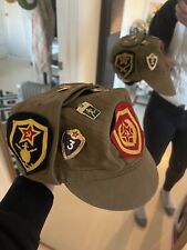 Vintage Russian Soviet Union Military Cap Army Hat USSR Pins & Patches picture