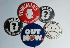 Vintage MIA Missing or Prisoner POWs Pin Pinback Button Lot - Out Now - Peace picture