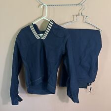 Vintage US NAVY Military Sailor Wool Blue Uniform Jumper Jacket 40R & Pants 30R picture