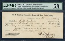 U.S. Sanitary Commission Check Army & Navy Claim Agency PMG 58 picture